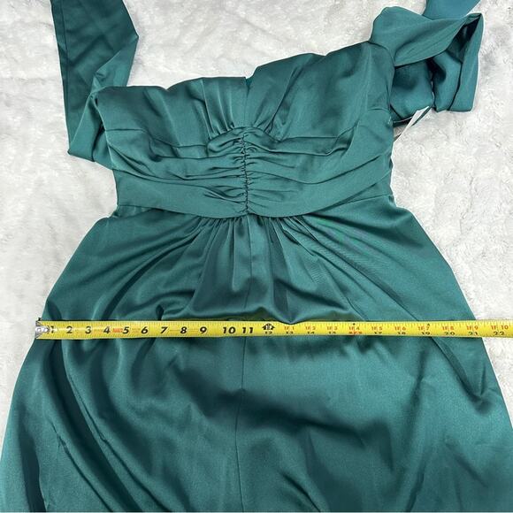 Kay Unger Size 10 Green Elegant V-Neck Ruched Waist Evening Gown Kayla Dress - Picture 14 of 16